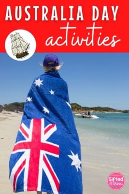 boy with Australia towel around him and title Australia Day Activities