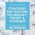 word magnets on background with text strategies for teaching vocabulary theory and practice