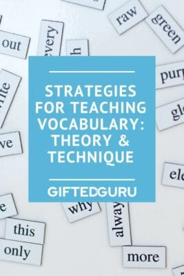 word magnets on background with text strategies for teaching vocabulary theory and practice