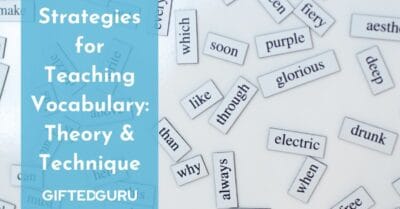 word magnets on background with text strategies for teaching vocabulary theory and practice