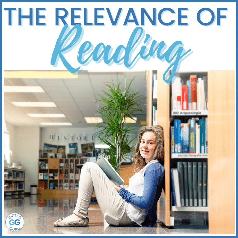 a student sitting on the floor in the library while reading books - The Relevance of Reading