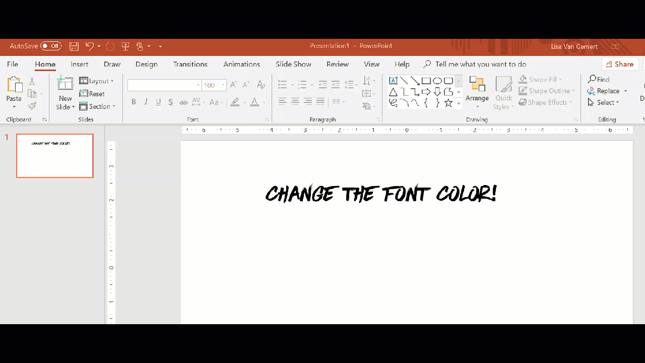 Screenshot of how to change color palette in PowerPoint