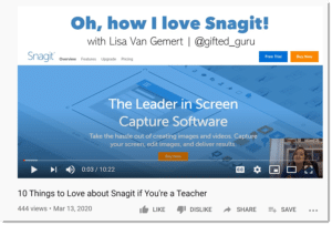 screenshot of snagit youtube video