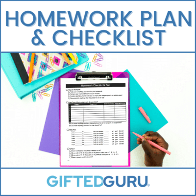 african american boy working on homework checklist