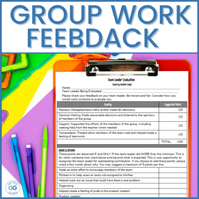 small group instruction feedback form on clipboard
